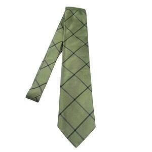 Paul Fredrick Mens Classic Green Plaid Silk Necktie NWT